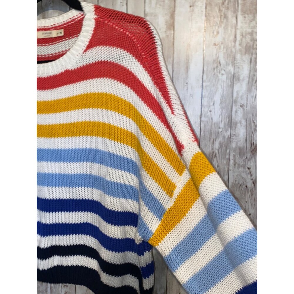 Women's Harper Colorful Striped Rainbow Slouchy Long Sleeve Knit Sweater Medium - Picture 5 of 9